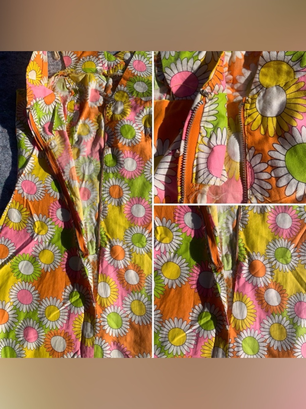 Insanely good vintage 60s 70s mod neon bright floral cotton casual party dress - Picture 14 of 16